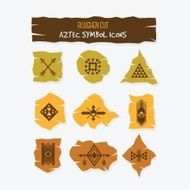 Aztec symbol icons set on off white background