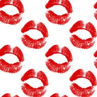 Vector seamless background Red lips prints