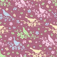 Flowers and birds seamless background