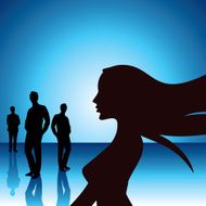 Busines woman with team isolated on white vector illustration