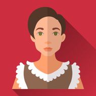 Flat style square shaped female character icon with shadow N24