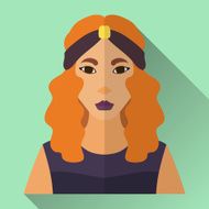 Flat style square shaped female character icon with shadow N25