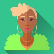Flat style square shaped female character icon with shadow N26