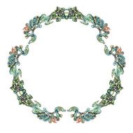 frame round vintage baroque flowers vector