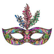 Vector ornate floral Venetian carnival mask with feathers N2