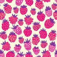 Seamless pattern with raspberries