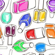 Seamless pattern of nail polish bottles