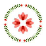 Design elements - round floral frame and scandinavian flower N8