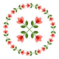 Design elements - round floral frame and scandinavian flower N9