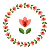 Design elements - round floral frame and scandinavian flower N14