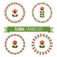 Set of design elements - round floral frames N9