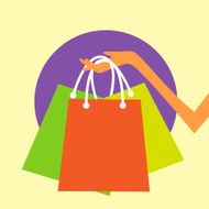 Shopping Bag Hand Icon Colorful Flat Design