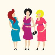 Three Pregnant Young Women Friends