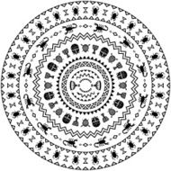 Round ornament with animals vases drums N2