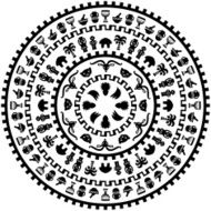 Round ornament with animals vases drums N3