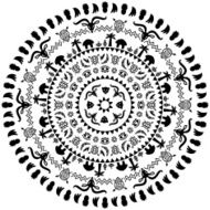 Round ornament with animals vases drums N4