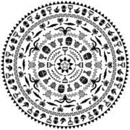 Round ornament with animals vases drums N5