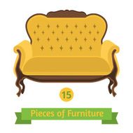 furniture antique sofa baroque flat design N2