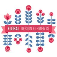 Set of design elements - retro flowers N3