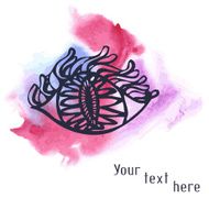 Ethnic eye in tattoo style on watercolor background