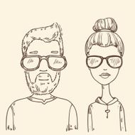 hipster man and woman