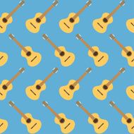 yellow wooden cartoon guitar seamless pattern background for design