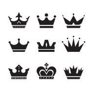 Crown vector icons set Crowns signs collection