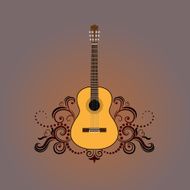 Acoustic guitar with decorative ornament