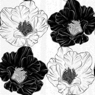 Monochrome seamless pattern with flowers Hand-drawn floral background N2