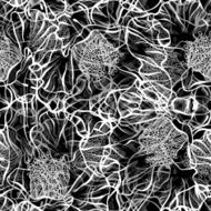Monochrome seamless pattern with flowers Hand-drawn floral back