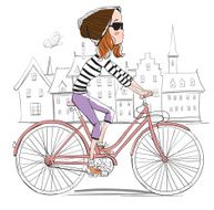 girl rides a bicycle