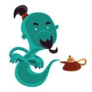 Ghost from magical oil lamp vector illustration cartoon character