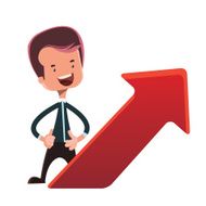 Businessman next to red arrow vector illustration cartoon character