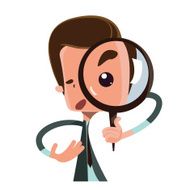 Man holding magnifying glass vector illustration cartoon character
