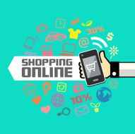 Mobile in human hand online shopping