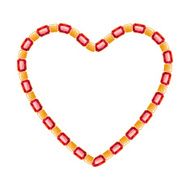 Golden chain with rectangle segments and rubies heart