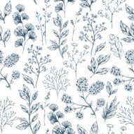 Hand drawn leaf and flower seamless pattern Vector illustration N3