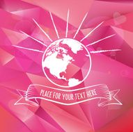 purple earth line symbol on polygonal background