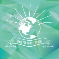 earth line symbol on polygonal background