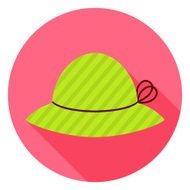 Flat Fashion Hat Circle Icon with Long Shadow