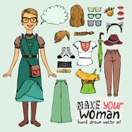 girl in retro or hipster style
