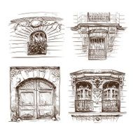 Set of Paris architecture elements vector illustration N2