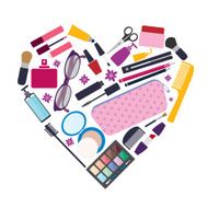 Beauty and care cosmetic products make up elements
