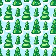 Seamless pattern of fir trees on snow