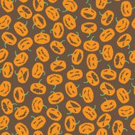Halloween seamless pattern with pumpkin on dark background