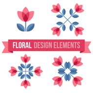 Set of design elements - retro flowers N4
