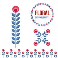 Set of design elements - retro flowers N5