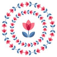 Set of design elements - round floral frames N10