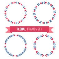 Set of design elements - round floral frames N11