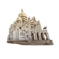 Sacre Coeur Cathedral on Montmartre Paris France Vector illustration N2